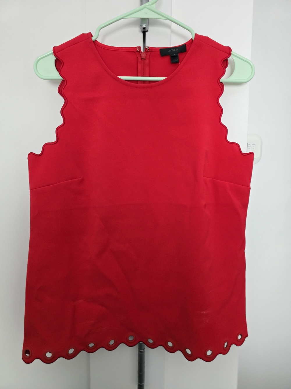 J. Crew Red Scalloped Edge Sleeveless Tank